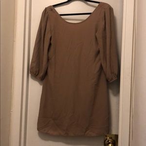 Peach Love Tan Sheer Sleeve Dress (Small)